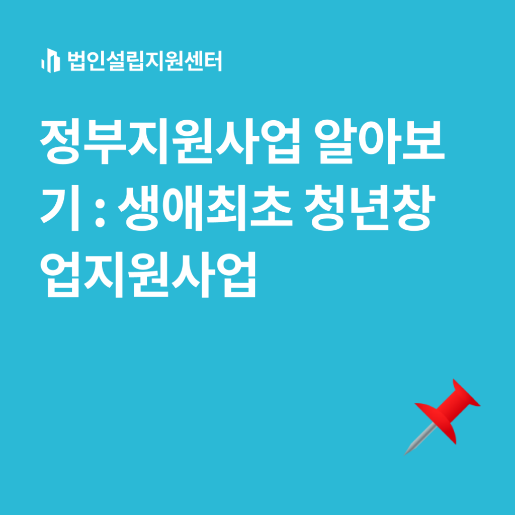 정부지원사업 : 생애최초 청년창업지원사업
