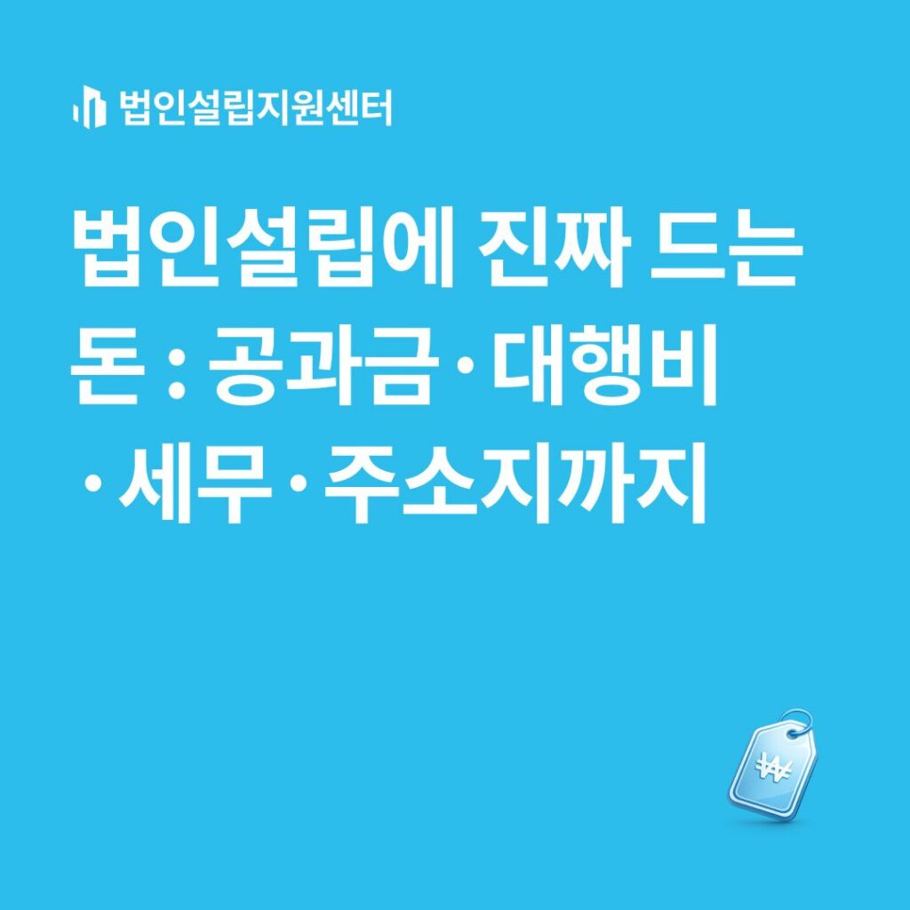 법인설립에 진짜 드는 돈 : 공과금/대행비/세무/주소지까지